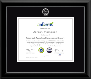 Informs certificate frame - Silver Embossed Certificate Frame in Onyx Silver
