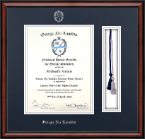 Omega Nu Lambda certificate frame - Tassel & Cord Certificate Frame in Southport