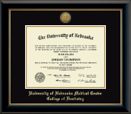 University of Nebraska Medical Center diploma frame - Gold Engraved Medallion Diploma Frame in Onyx Gold