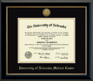 University of Nebraska Medical Center diploma frame - Gold Engraved Medallion Diploma Frame in Onyx Gold