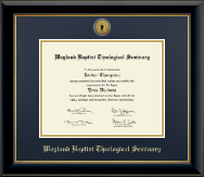 Wayland Baptist Theological Seminary diploma frame - Gold Engraved Medallion Diploma Frame in Onyx Gold