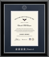United States Navy certificate frame - Silver Embossed Navy Rank Insignia Frame - Admiral in Onyx Silver