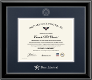 United States Navy certificate frame - Silver Embossed Navy Rank Insignia Frame - Rear Admiral Lower Half in Onyx Silver