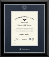 United States Navy diploma frame - Silver Embossed Navy Rank Insignia Frame - Rear Admiral Lower Half in Onyx Silver