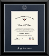 United States Navy certificate frame - Silver Embossed Navy Rank Insignia Frame - Rear Admiral Upper Half in Onyx Silver