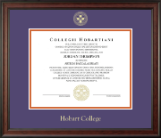 Hobart College diploma frame - Gold Embossed Diploma Frame in Studio