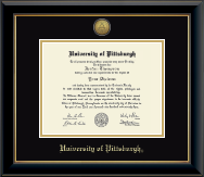 University of Pittsburgh at Bradford diploma frame - Gold Engraved Medallion Diploma Frame in Onyx Gold
