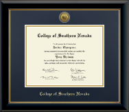 College of Southern Nevada diploma frame - Gold Engraved Medallion Diploma Frame in Onyx Gold