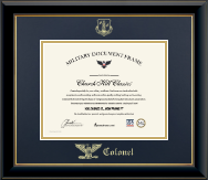 Air National Guard certificate frame - Gold Embossed Air National Guard Rank Certificate Frame - Colonel in Onyx Gold