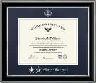 Air National Guard certificate frame - Silver Embossed Air National Guard Rank Certificate Frame - Major General in Onyx Silver