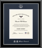 Air National Guard certificate frame - Silver Embossed Air National Guard Rank Certificate Frame - Major General in Onyx Silver