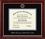 Middle Tennessee State University diploma frame - Gold Embossed Diploma Frame in Murano