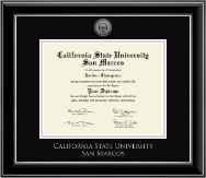 California State University San Marcos diploma frame - Silver Engraved Medallion Diploma Frame in Onyx Silver
