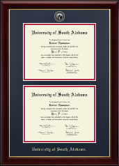 University of South Alabama diploma frame - Double Masterpiece Diploma Frame in Gallery