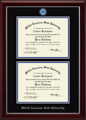 Middle Tennessee State University diploma frame - Double Masterpiece Diploma Frame in Gallery Silver