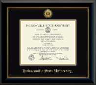 Jacksonville State University diploma frame - Gold Engraved Medallion Diploma Frame in Onyx Gold