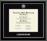 LSU New Orleans diploma frame - Silver Engraved Medallion Diploma Frame in Onyx Silver