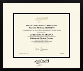 American Academy of Orthopaedic Manual Physical Therapists certificate frame - Icon Certificate Frame in Gotham