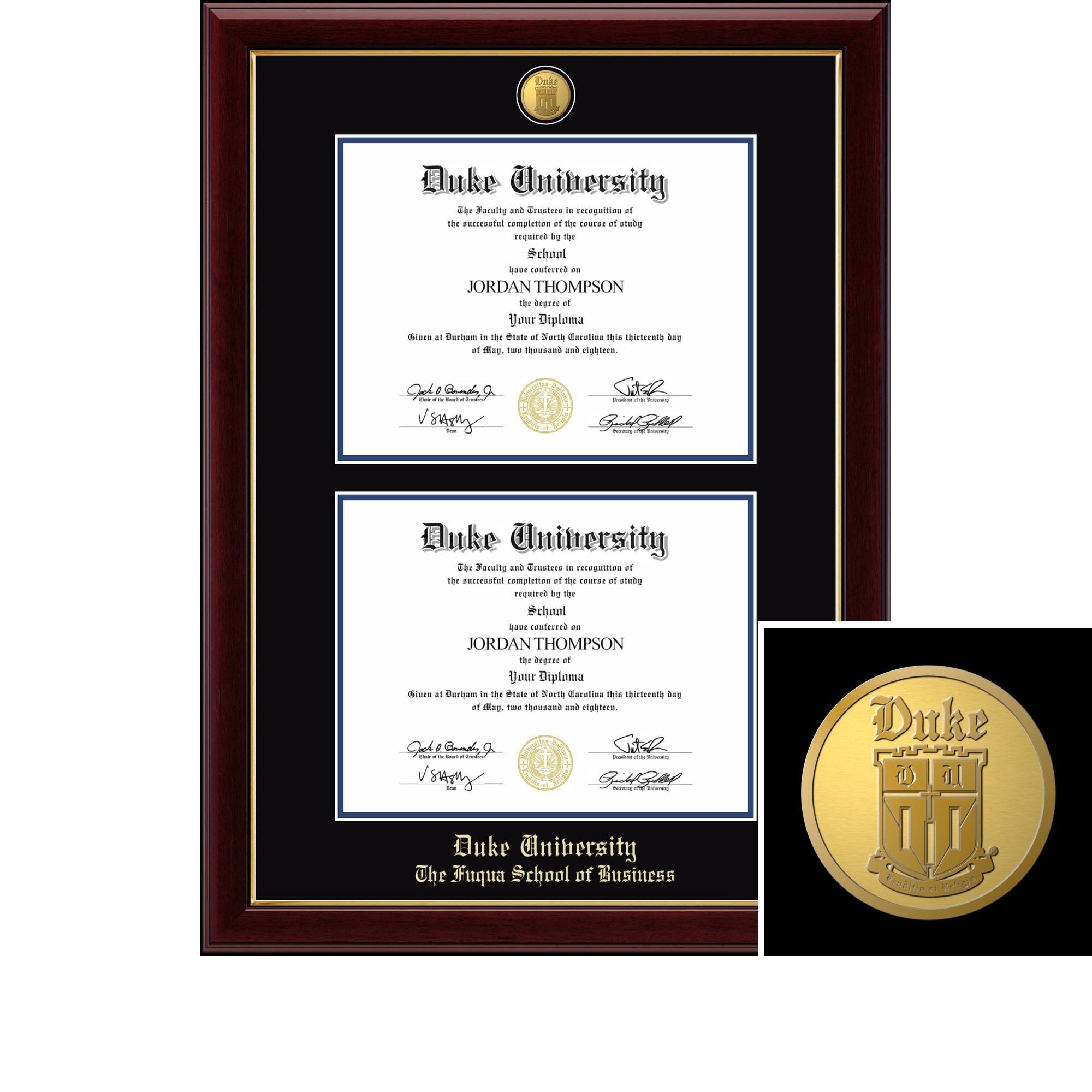 23K Double Diploma Frame in Gallery Duke University - Item #205224 