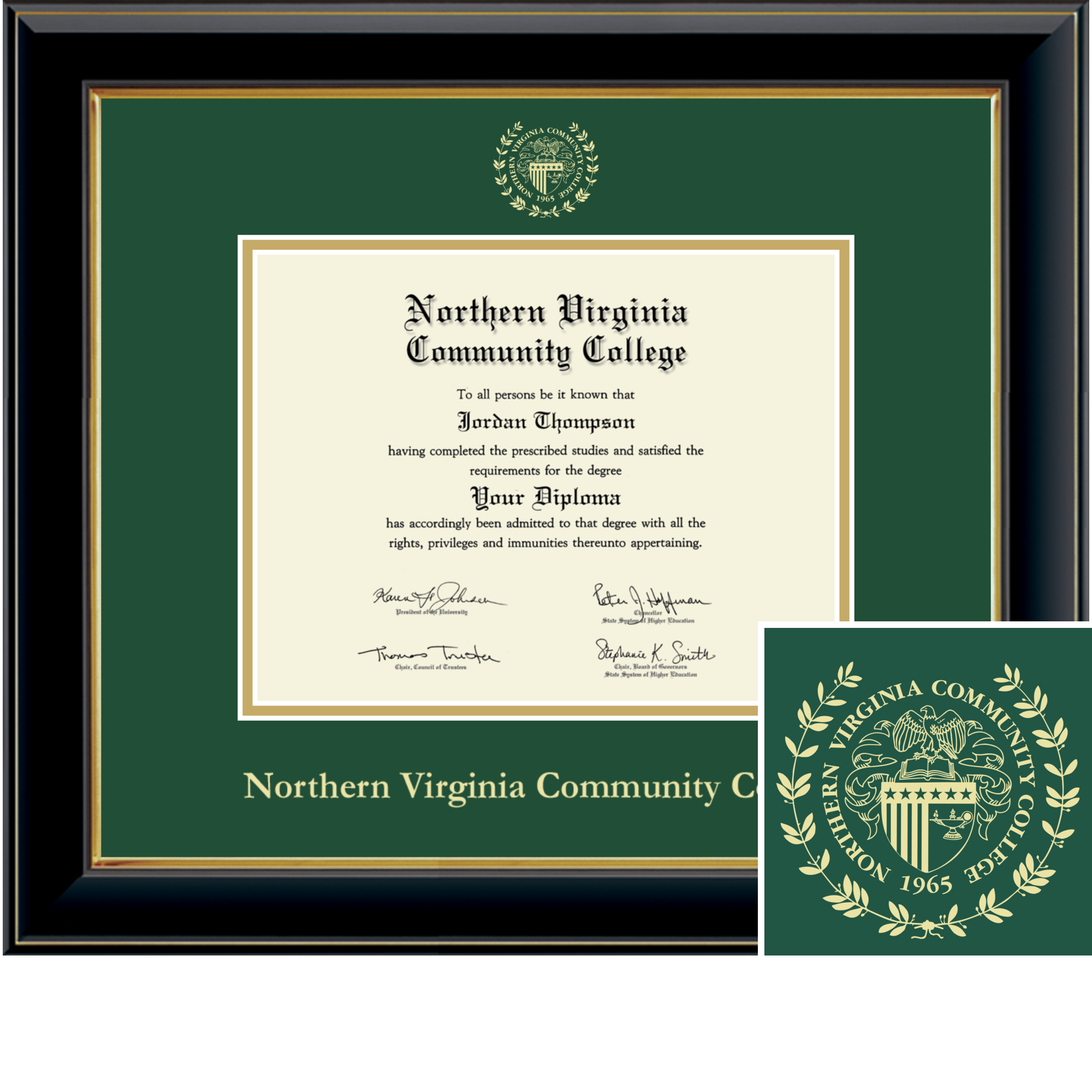 Gold Embossed Diploma Frame in Onyx Gold Northern Virginia