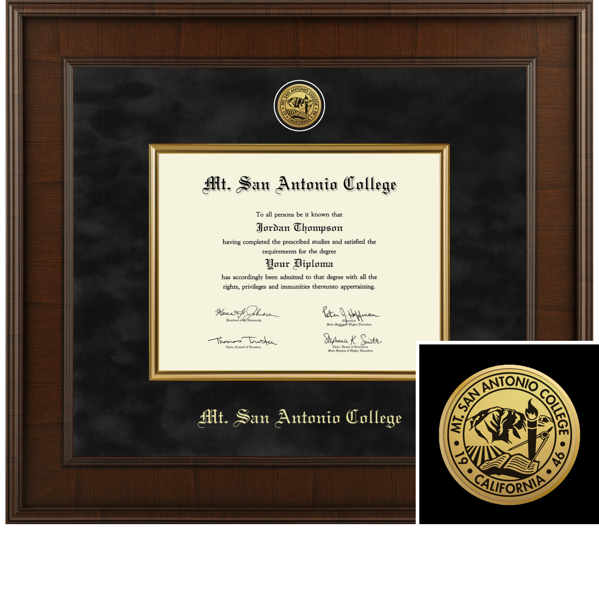 Presidential Gold Engraved Diploma Frame in Madison Mt. San