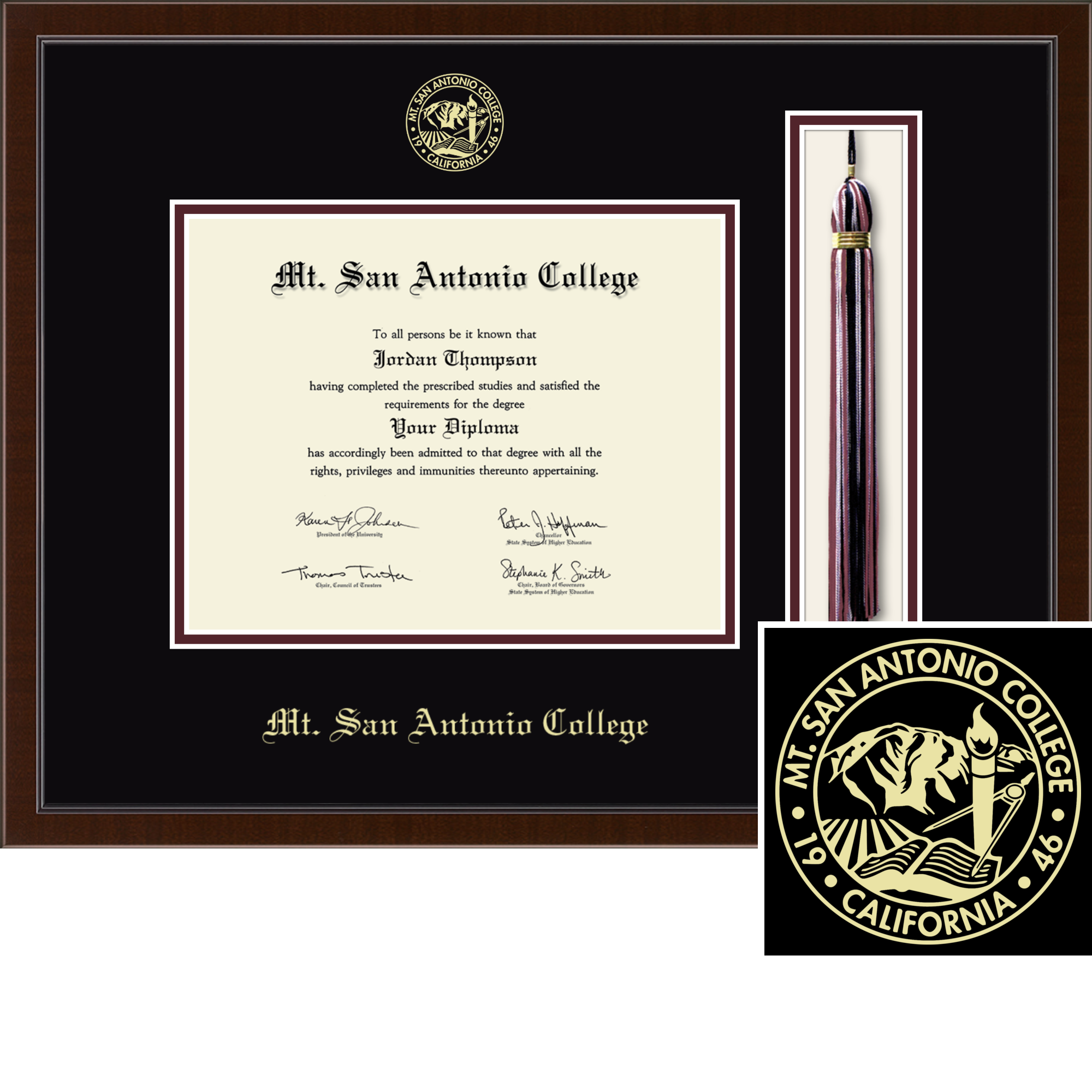 Tassel & Cord Diploma Frame in Delta Mt. San Antonio College
