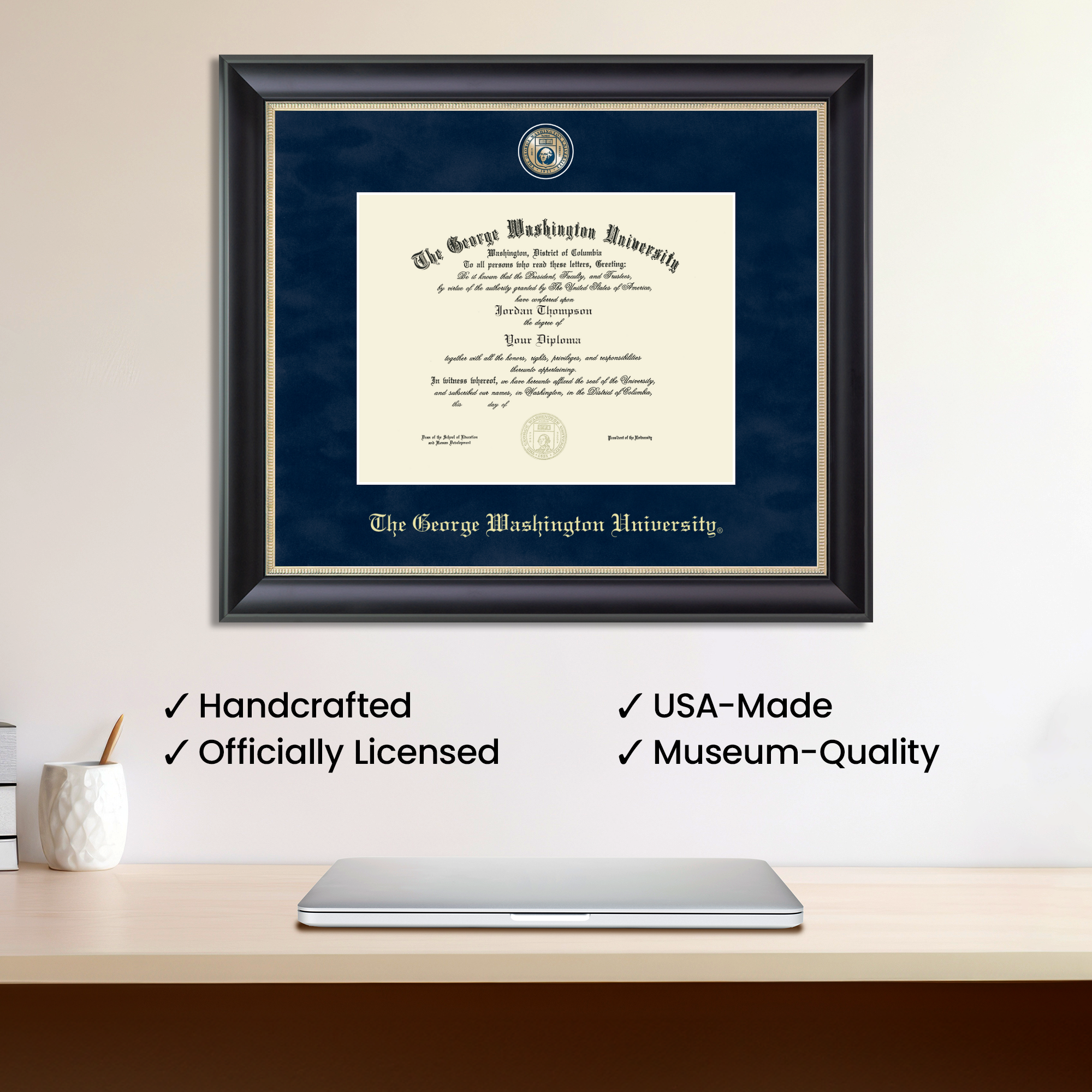 Regal Edition Diploma Frame in Noir The George Washington