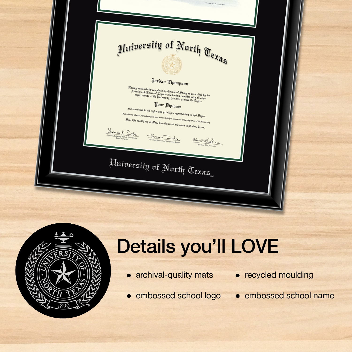 Campus Scene Diploma Frame in Onyx Silver University of North
