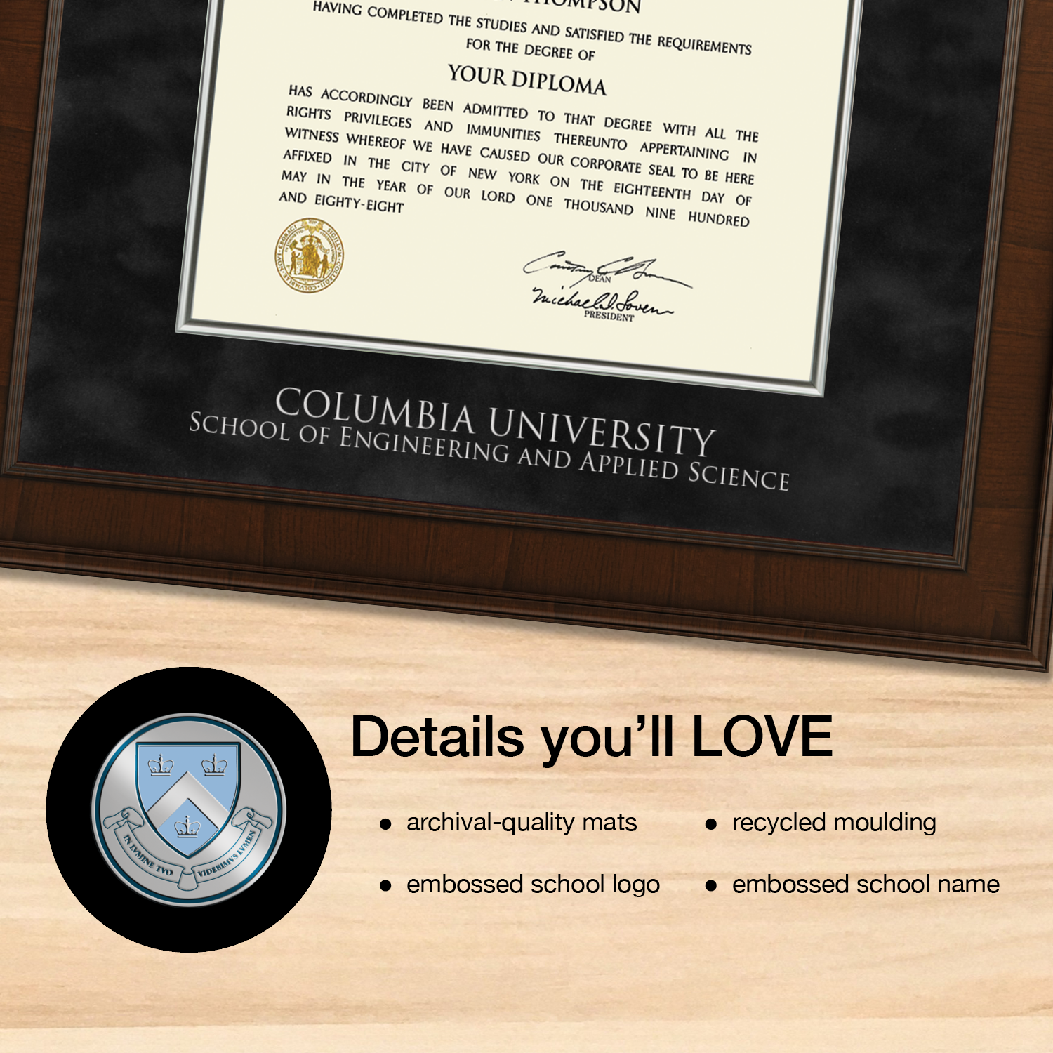 Presidential Masterpiece Diploma Frame in Madison Columbia
