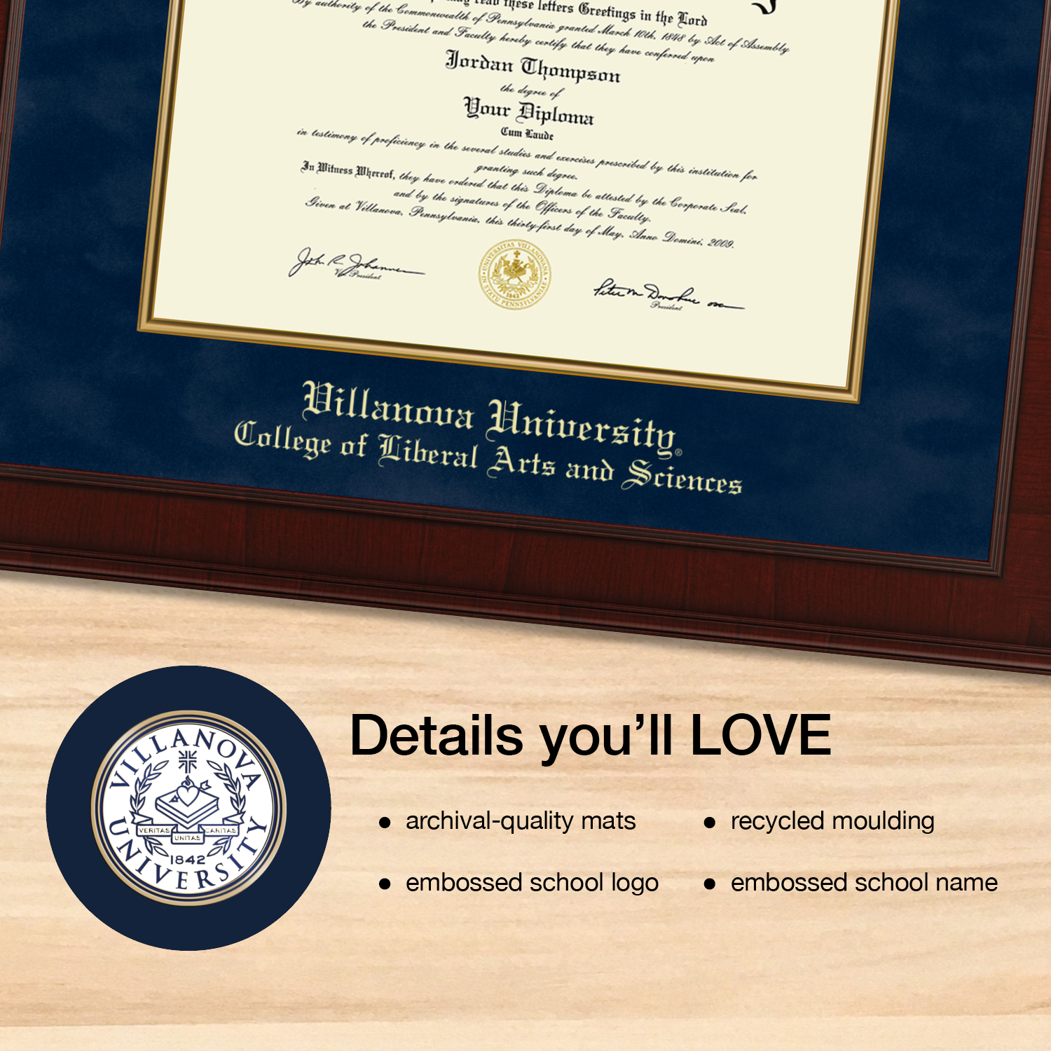 Presidential Masterpiece Diploma Frame in Jefferson Villanova