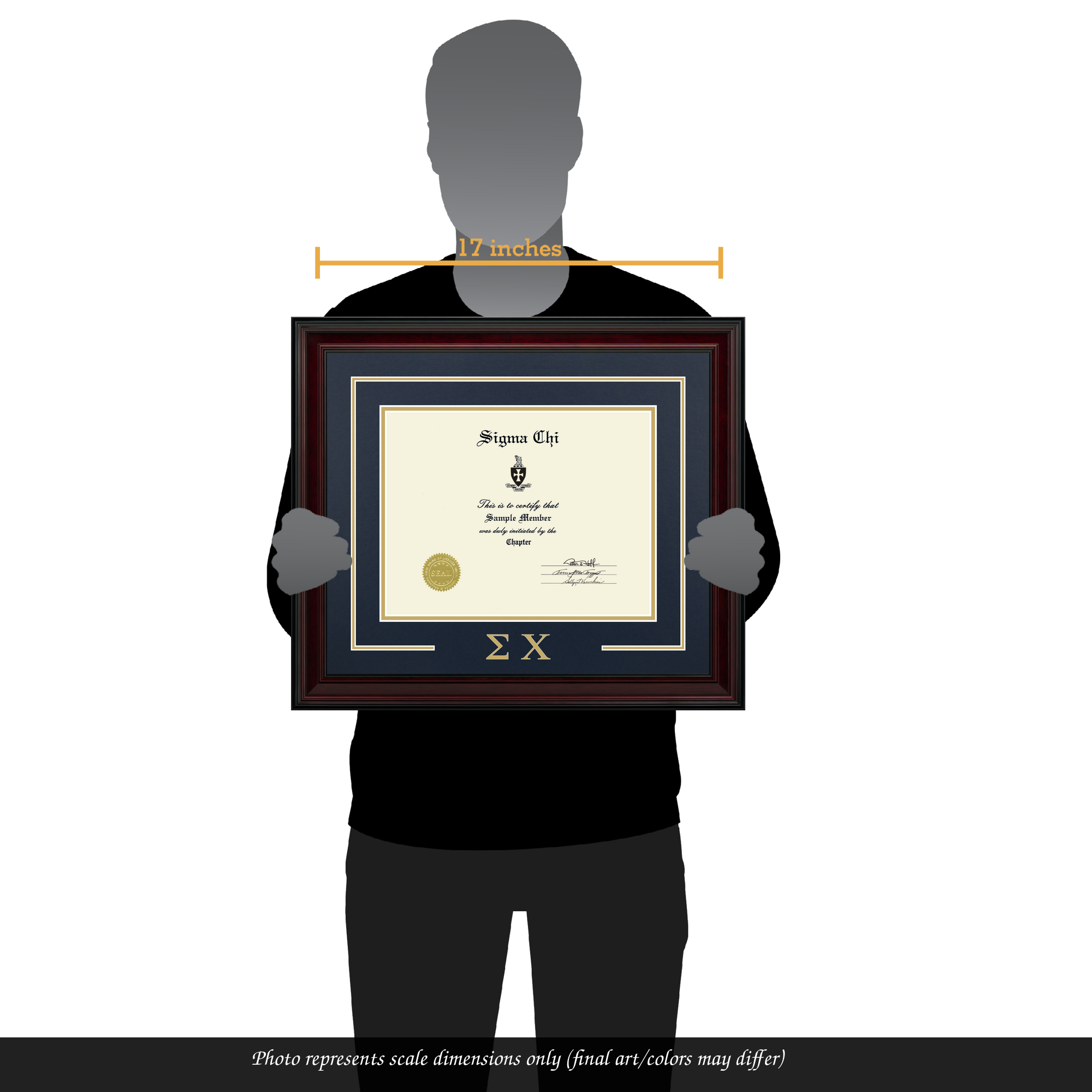 Greek Letters Certificate Frame in Encore Sigma Chi Fraternity
