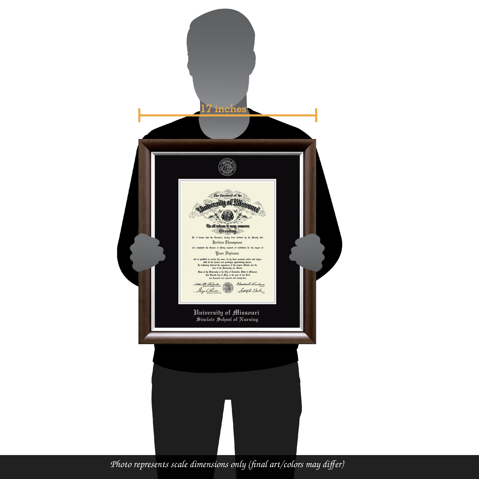 Silver Embossed Diploma Frame in Devonshire University of Missouri