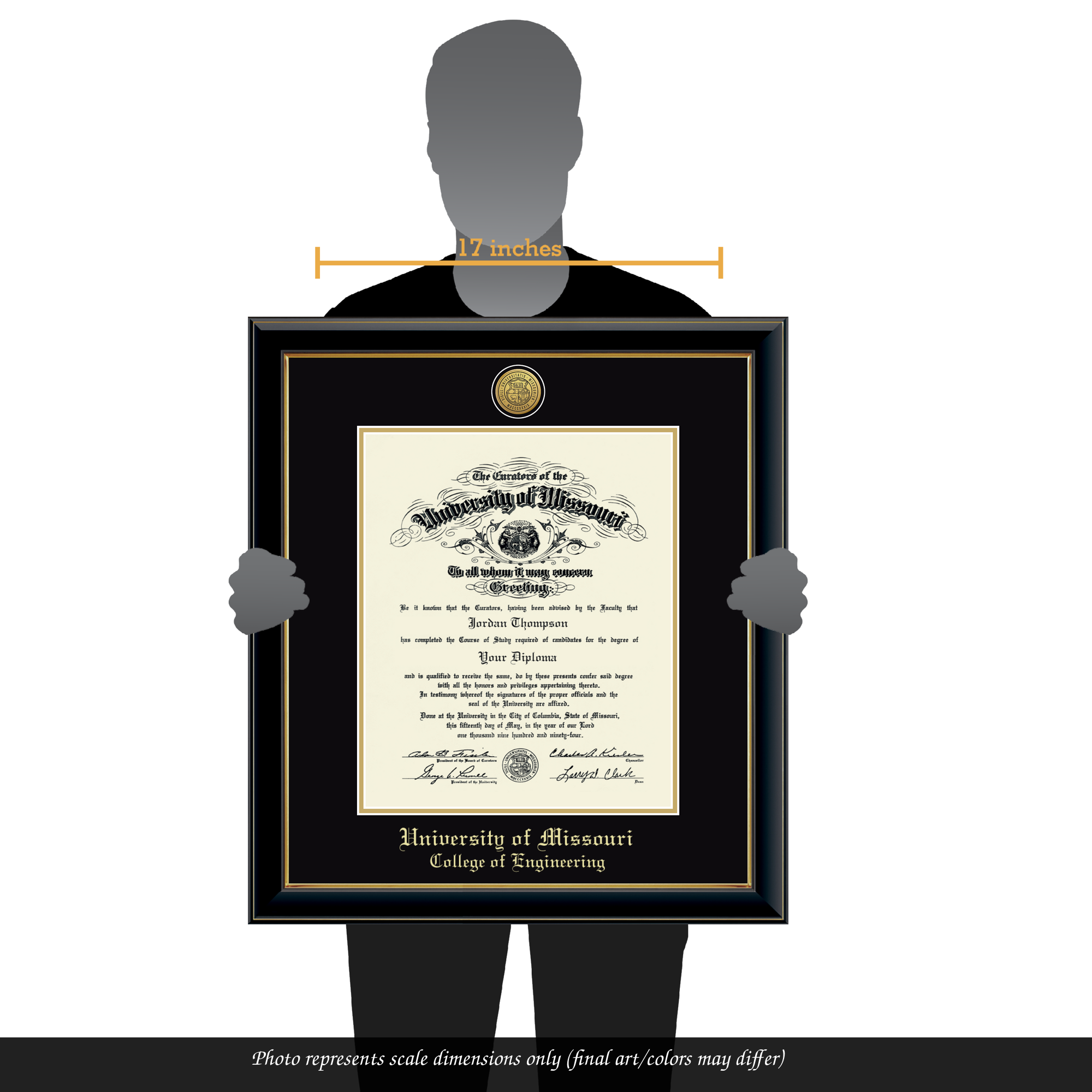 Pre-Spring 2021- Gold Engraved Medallion Diploma Frame in Onyx