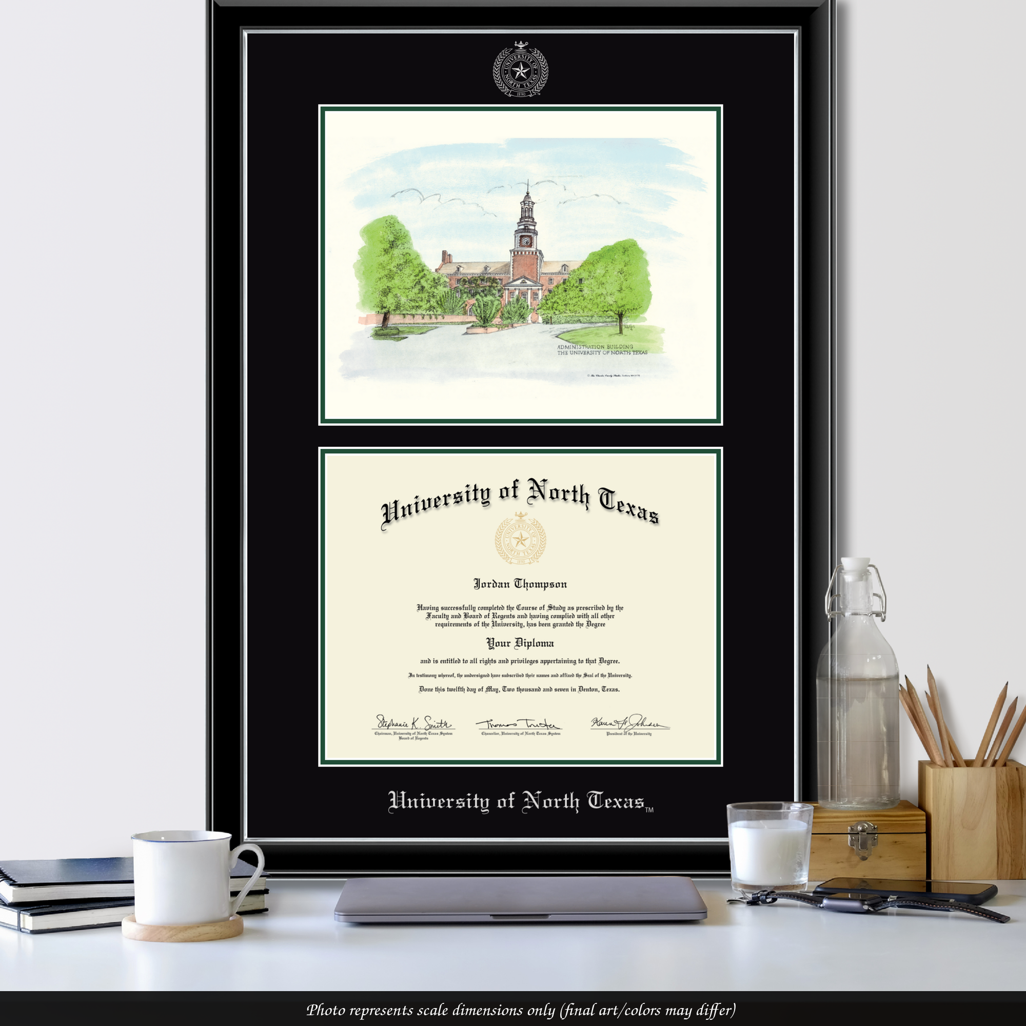 Campus Scene Diploma Frame in Onyx Silver University of North