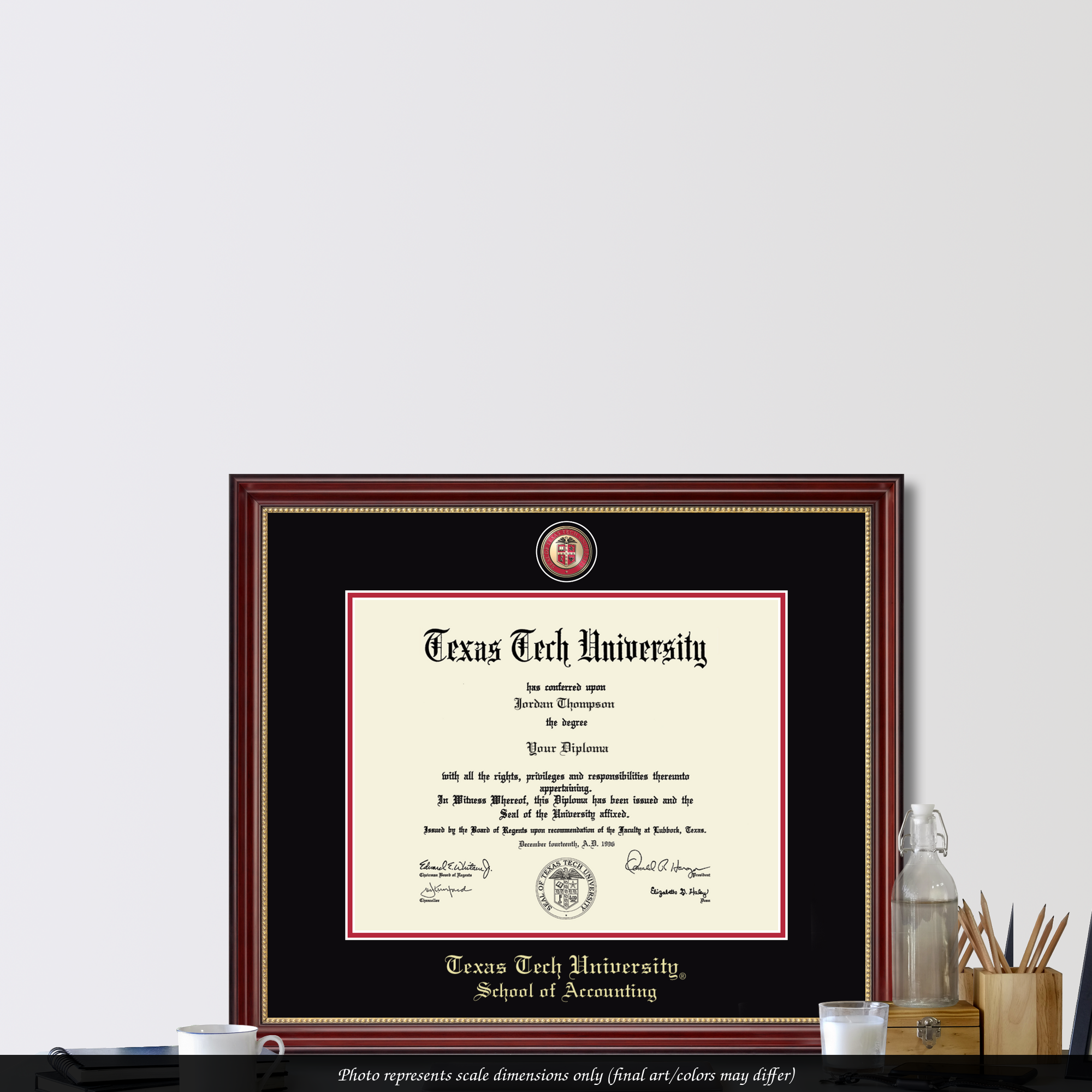 Masterpiece Medallion Diploma Frame in Kensington Gold Texas Tech