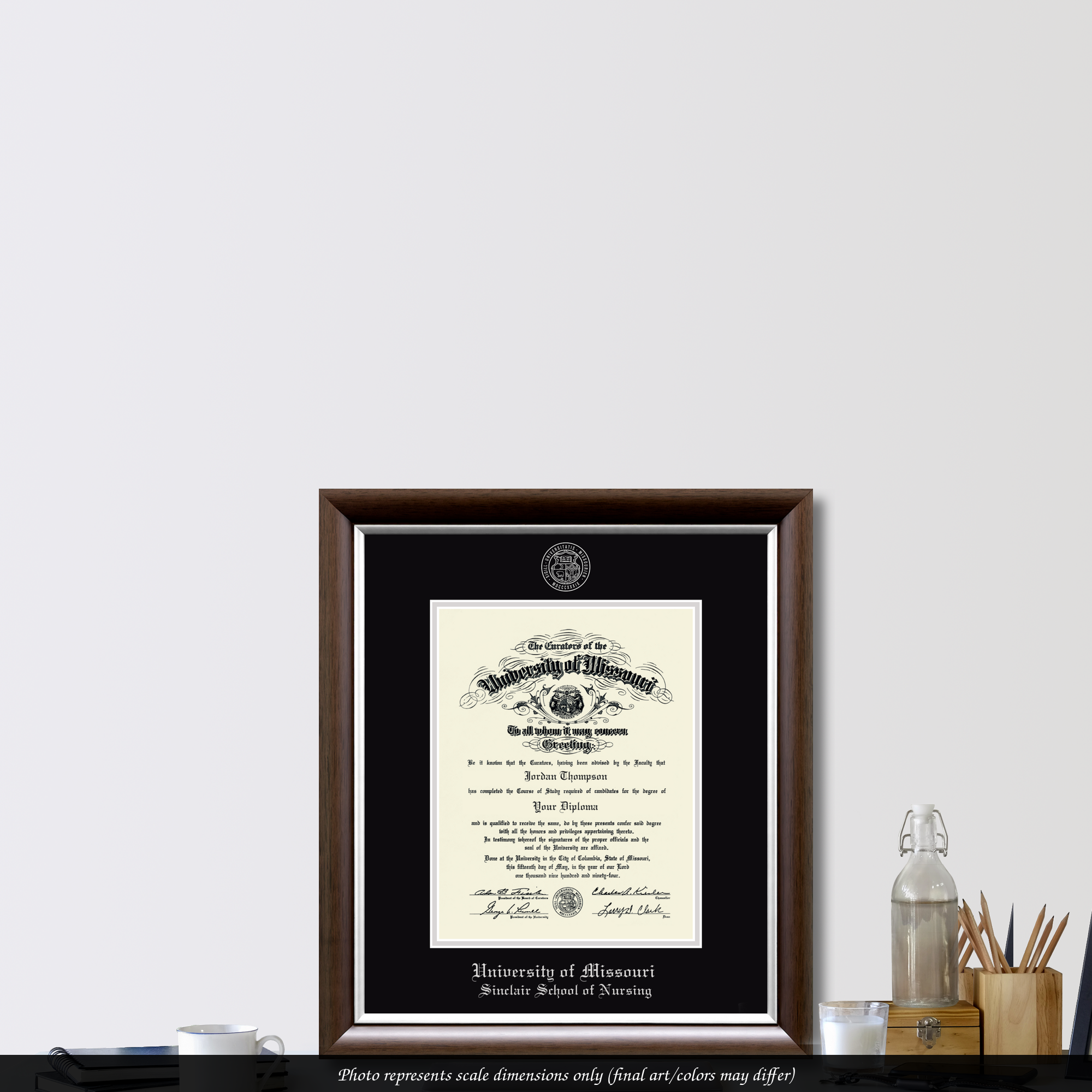 Silver Embossed Diploma Frame in Devonshire University of Missouri