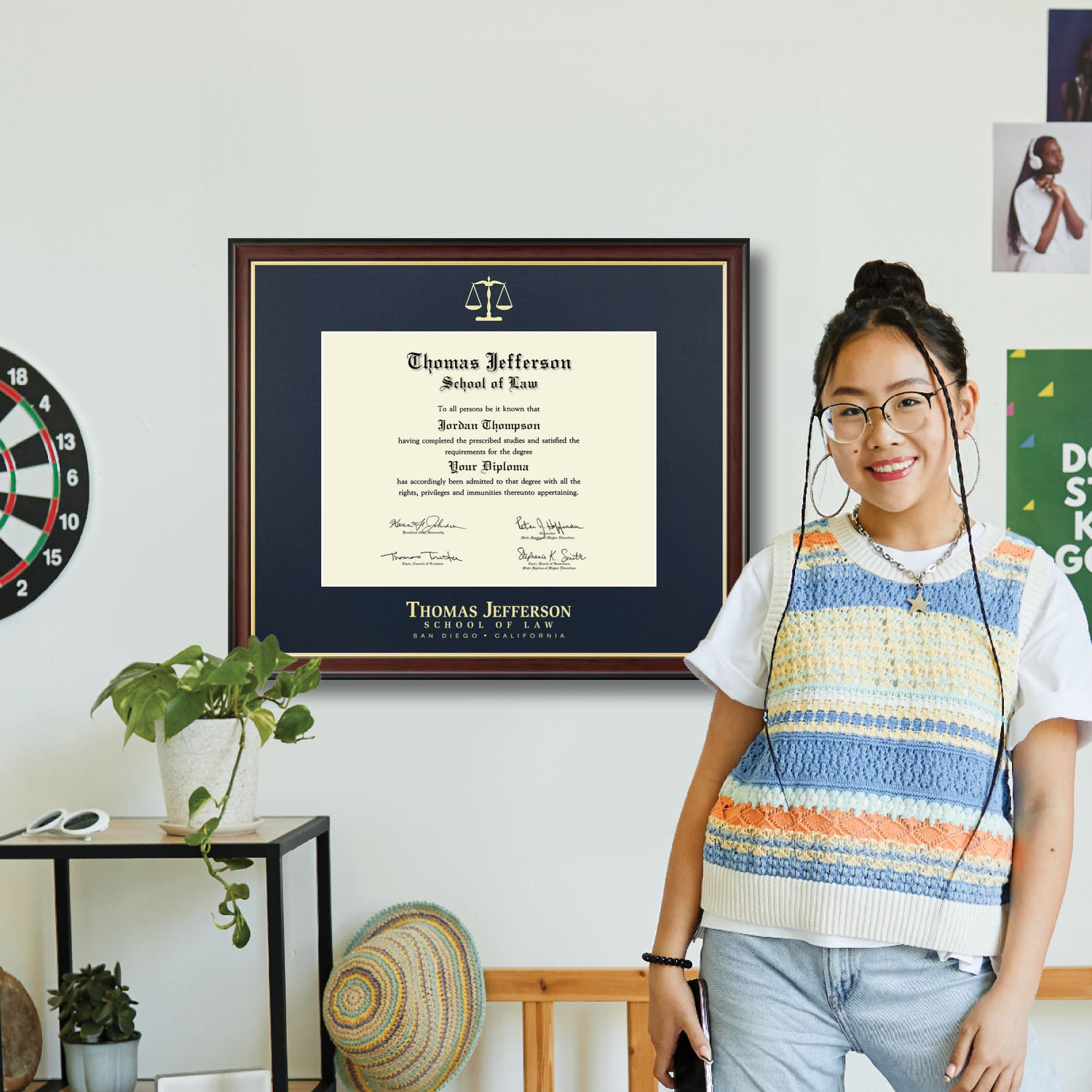 Gold Embossed Diploma Frame in Studio Gold Thomas Jefferson School