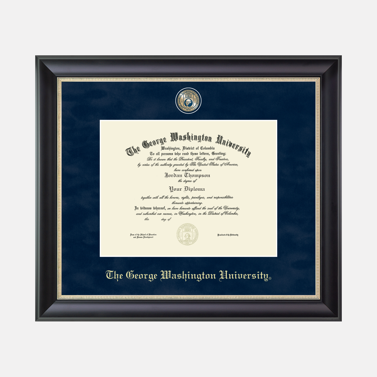 Regal Edition Diploma Frame in Noir The George Washington