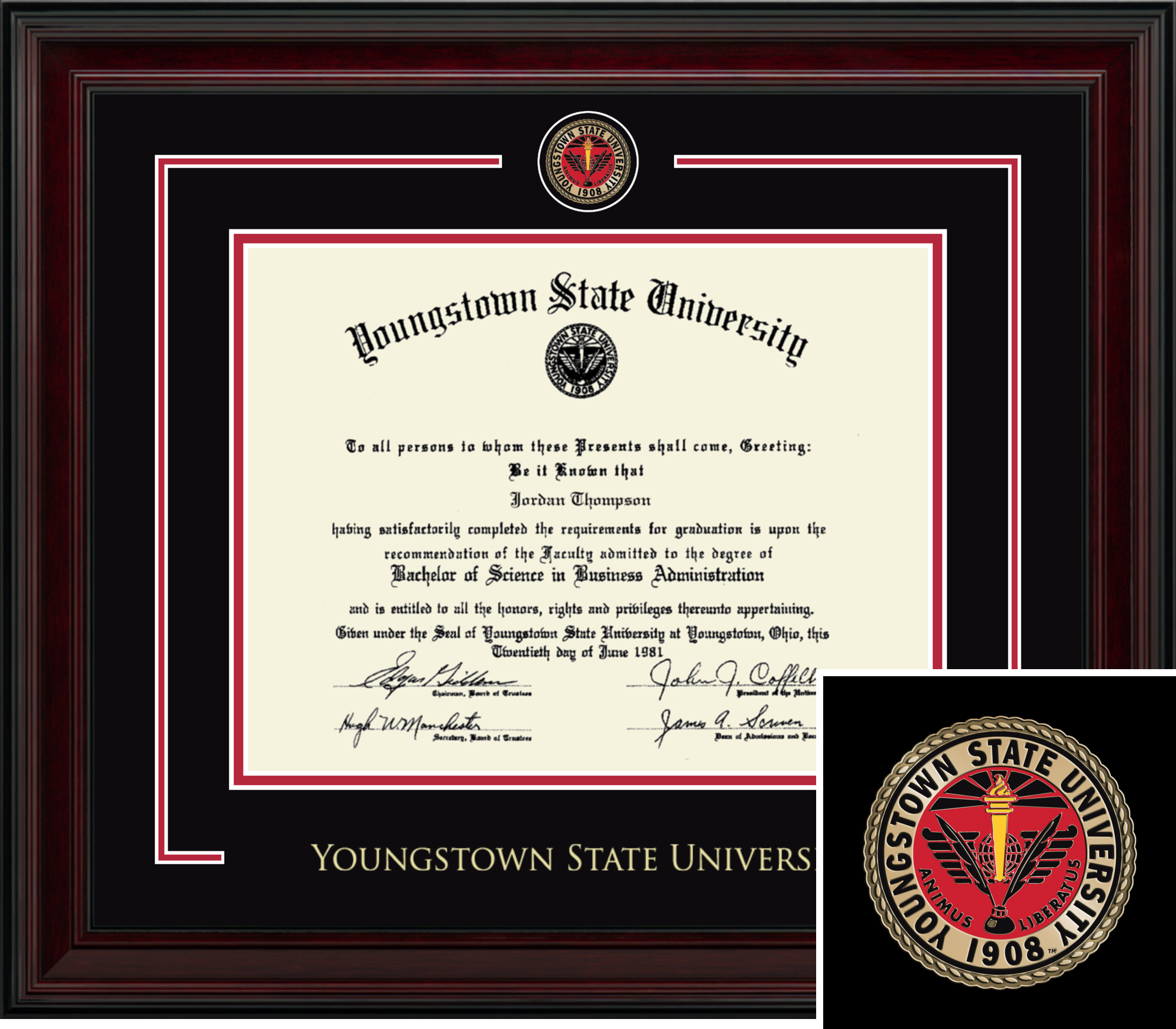 Showcase Edition Diploma Frame in Encore Youngstown State