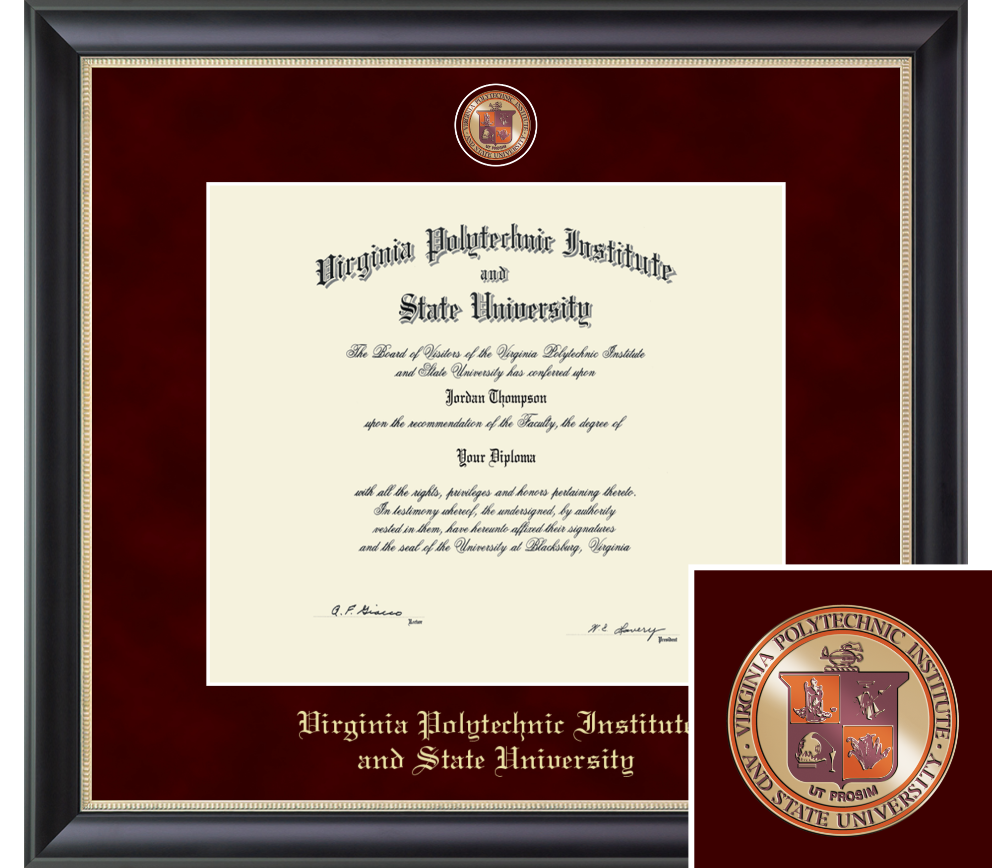 Regal Edition Diploma Frame in Noir Virginia Tech - Item #317467