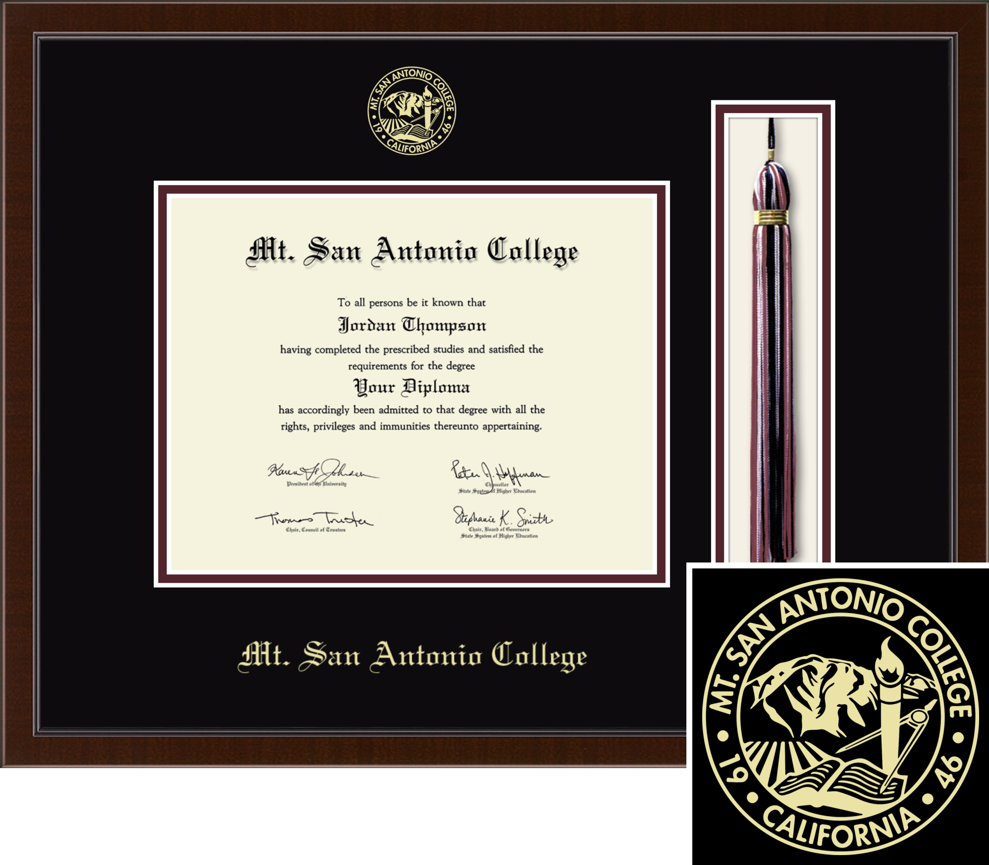 Tassel & Cord Diploma Frame in Delta Mt. San Antonio College