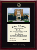 Purdue University diploma frame - Campus Scene Diploma Frame - Memorial Union in Galleria