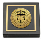 Assemblies of God Theological Seminary paperweight - Gold Engraved Medallion Paperweight