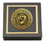 Pine Manor College paperweight - Gold Engraved Medallion Paperweight