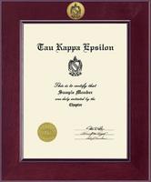 Tau Kappa Epsilon Fraternity certificate frame - Century Gold Engraved Certificate Frame in Cordova