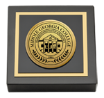 Middle Georgia College paperweight - Gold Engraved Medallion Paperweight