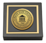 Macon State College paperweight - Gold Engraved Medallion Paperweight