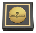 Capitol College paperweight - Gold Engraved Medallion Paperweight