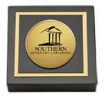 Southern Adventist University paperweight - Gold Engraved Medallion Paperweight