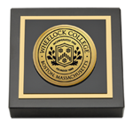Wheelock College paperweight - Gold Engraved Medallion Paperweight